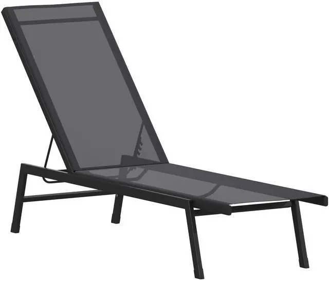 Alt view image 9 of 14 - Flash Furniture Brazos Adjustable Chaise Lounge Chair Black (JJLC326BKBK)