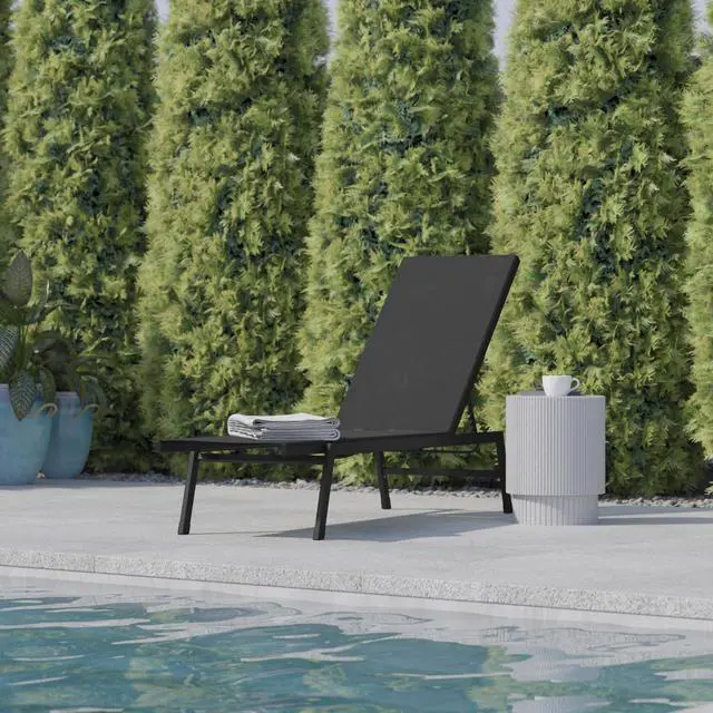 Alt view image 10 of 14 - Flash Furniture Brazos Adjustable Chaise Lounge Chair Black (JJLC326BKBK)