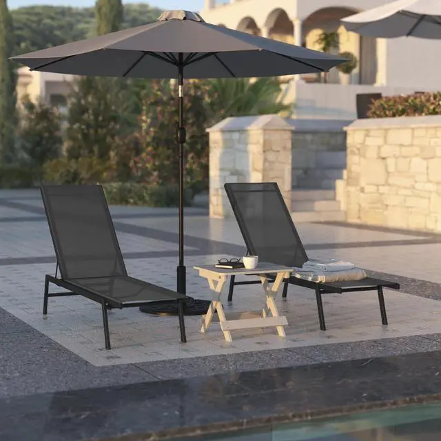 Alt view image 14 of 14 - Flash Furniture Brazos Adjustable Chaise Lounge Chair Black (JJLC326BKBK)