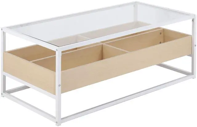Main image of LumiSource Display Coffee Table, Center Table for Living Room, Glass Coffee Table with Storage, Wood Coffee Table, Small Coffee Tables for Living Room, Living Room Tables
