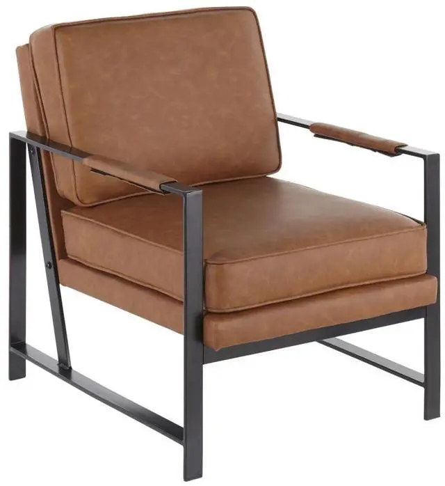 Main image of LumiSource Franklin Arm Chair, Leather Accent Chair, Black Accent Chair for Living Room, Comfy Chair for Bedroom, Contemporary Chair