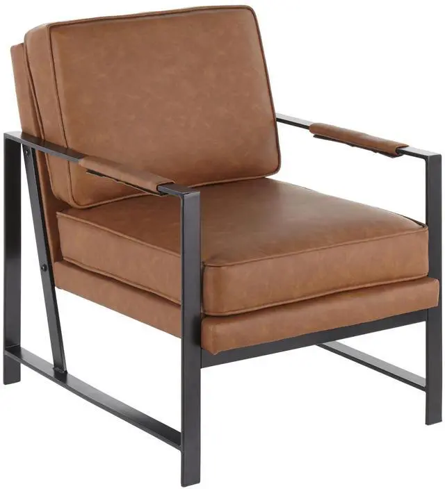 Alt view image 2 of 7 - LumiSource Franklin Arm Chair, Leather Accent Chair, Black Accent Chair for Living Room, Comfy Chair for Bedroom, Contemporary Chair