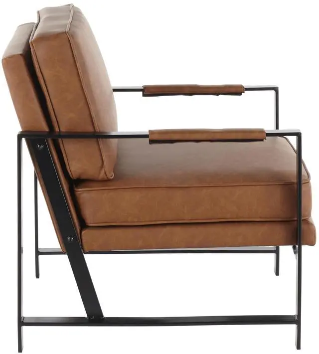 Alt view image 3 of 7 - LumiSource Franklin Arm Chair, Leather Accent Chair, Black Accent Chair for Living Room, Comfy Chair for Bedroom, Contemporary Chair