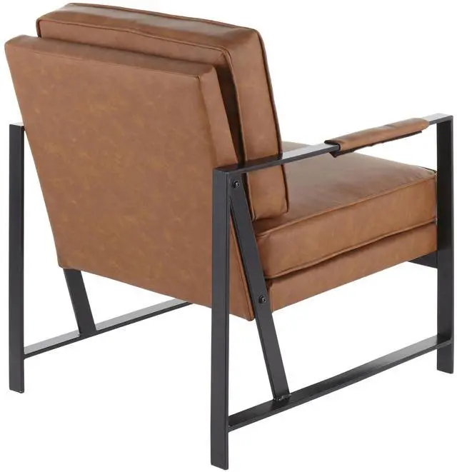 Alt view image 4 of 7 - LumiSource Franklin Arm Chair, Leather Accent Chair, Black Accent Chair for Living Room, Comfy Chair for Bedroom, Contemporary Chair