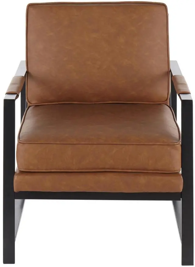 Alt view image 6 of 7 - LumiSource Franklin Arm Chair, Leather Accent Chair, Black Accent Chair for Living Room, Comfy Chair for Bedroom, Contemporary Chair
