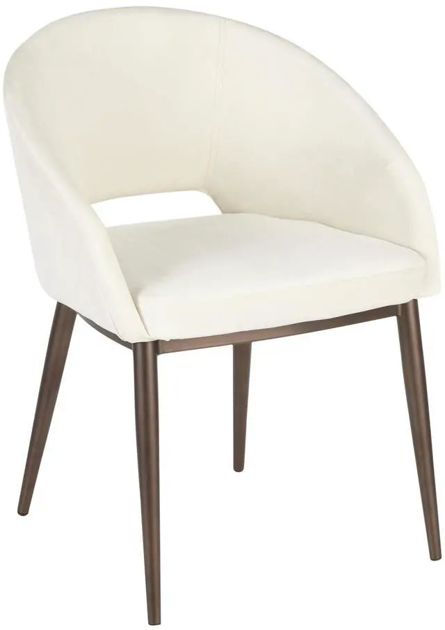 Alt view image 10 of 15 - LumiSource Renee contemporary chair in copper Metal Legs with cream Velvet