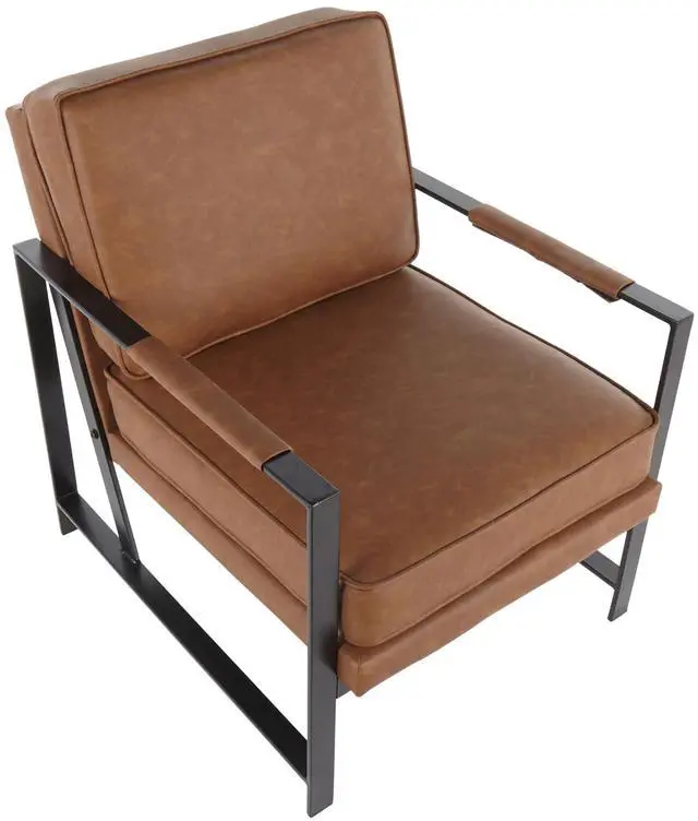 Alt view image 7 of 7 - LumiSource Franklin Arm Chair, Leather Accent Chair, Black Accent Chair for Living Room, Comfy Chair for Bedroom, Contemporary Chair