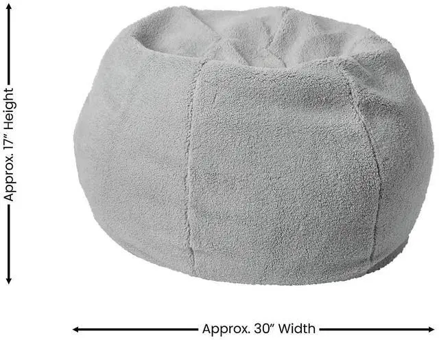 Alt view image 11 of 14 - Flash Furniture Dillon Faux Sherpa Refillable Bean Bag Chair Gray (DGBEANSMSHRPGY)
