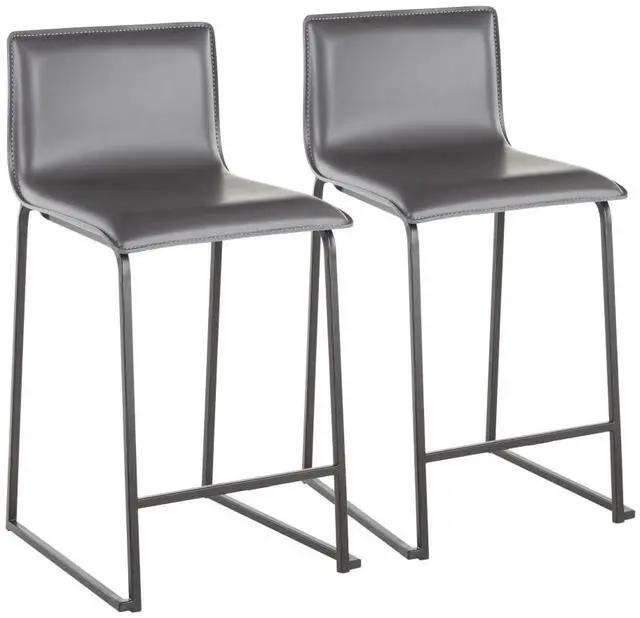 Main image of LumiSource Mara Upholstered Counter Stools for Kitchen Counter with Black and Faux Leather, Counter Height Chairs, Bar Stools Set of 2, Counter Height Chairs, Bar Stools for Kitchen Island