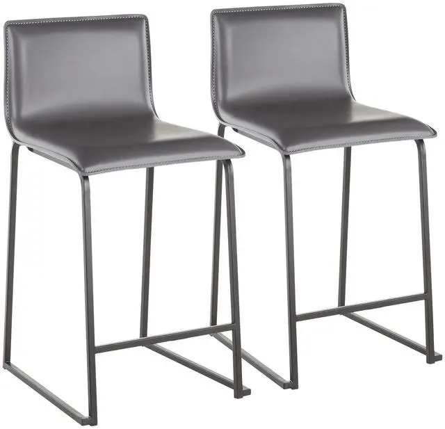 Alt view image 2 of 7 - LumiSource Mara Upholstered Counter Stools for Kitchen Counter with Black and Faux Leather, Counter Height Chairs, Bar Stools Set of 2, Counter Height Chairs, Bar Stools for Kitchen Island