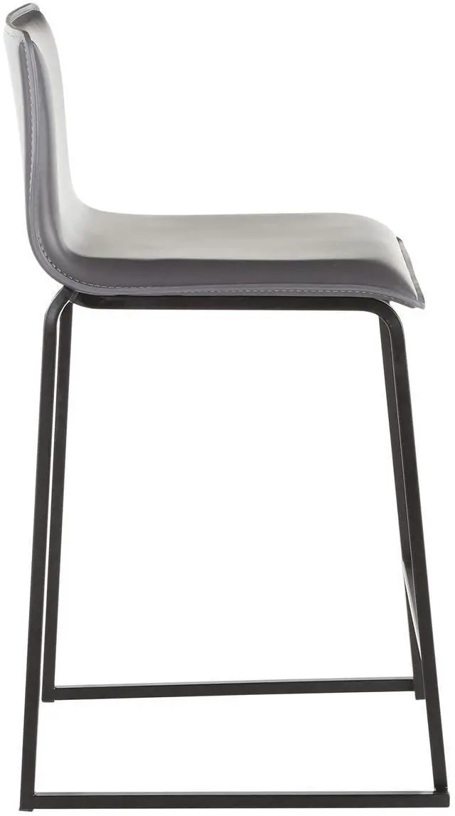 Alt view image 4 of 7 - LumiSource Mara Upholstered Counter Stools for Kitchen Counter with Black and Faux Leather, Counter Height Chairs, Bar Stools Set of 2, Counter Height Chairs, Bar Stools for Kitchen Island