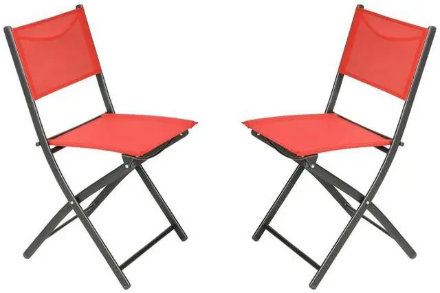 Main image of Flash Furniture Brazos Commercial Indoor-Outdoor Folding Chairs, Flex Comfort Backs/Seats, Metal Frames, Portable Lightweight Foldable Design, Set of 2, Red/Black