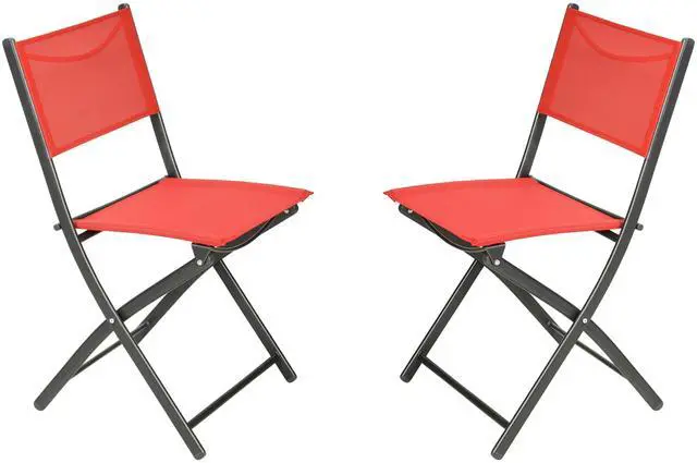 Alt view image 2 of 7 - Flash Furniture Brazos Commercial Indoor-Outdoor Folding Chairs, Flex Comfort Backs/Seats, Metal Frames, Portable Lightweight Foldable Design, Set of 2, Red/Black