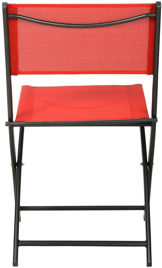 Alt view image 7 of 7 - Flash Furniture Brazos Commercial Indoor-Outdoor Folding Chairs, Flex Comfort Backs/Seats, Metal Frames, Portable Lightweight Foldable Design, Set of 2, Red/Black