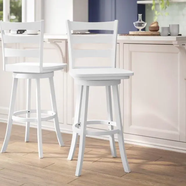 Alt view image 8 of 14 - Flash Furniture Liesel Classic Solid Wood Ladder Back Barstool Antique White Wash (ESUN31WS29WH)