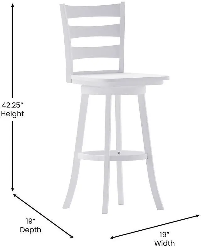 Alt view image 11 of 14 - Flash Furniture Liesel Classic Solid Wood Ladder Back Barstool Antique White Wash (ESUN31WS29WH)
