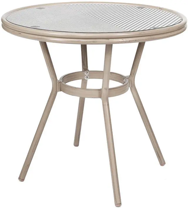 Alt view image 7 of 7 - Flash Furniture Marseille Indoor/Outdoor Commercial Bistro Set - Tempered Glass Top Table - 2 Chairs - Textilene - Lt NAT Bamboo Print Aluminum Frame - Blk/Wht