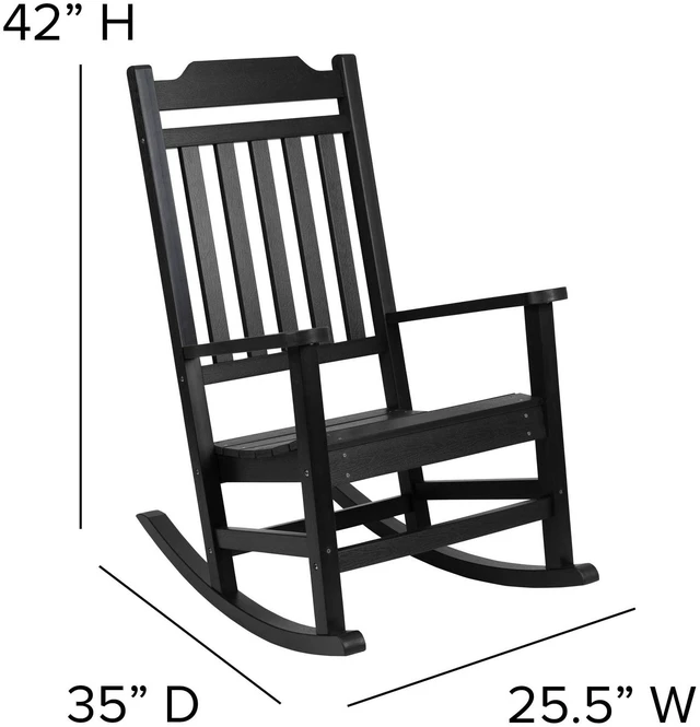 Alt view image 20 of 20 - Set of 2 Winston All-Weather Poly Resin Rocking Chairs with Accent Side Table in Black