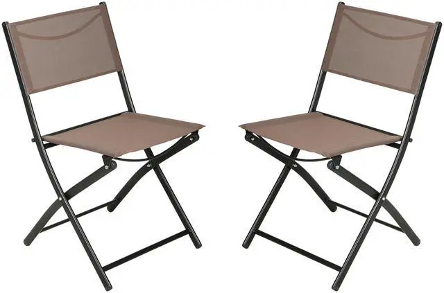 Alt view image 2 of 7 - Flash Furniture Brazos Commercial Indoor-Outdoor Folding Chairs, Flex Comfort Backs/Seats, Metal Frames, Portable Lightweight Foldable Design, Set of 2, Brown/Black
