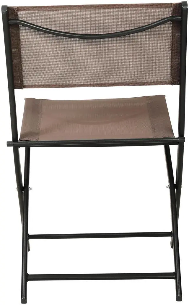 Alt view image 7 of 7 - Flash Furniture Brazos Commercial Indoor-Outdoor Folding Chairs, Flex Comfort Backs/Seats, Metal Frames, Portable Lightweight Foldable Design, Set of 2, Brown/Black