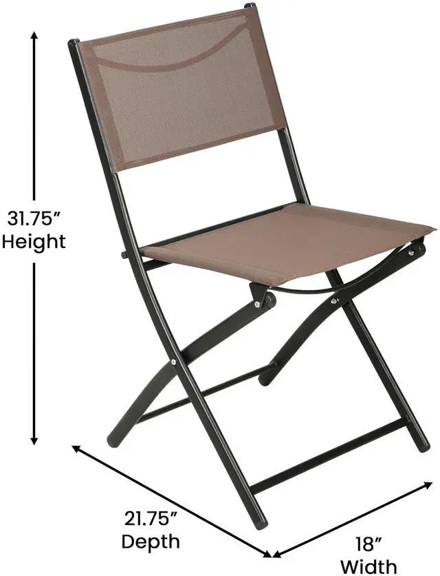 Alt view image 6 of 7 - Flash Furniture Brazos Commercial Indoor-Outdoor Folding Chairs, Flex Comfort Backs/Seats, Metal Frames, Portable Lightweight Foldable Design, Set of 2, Brown/Black
