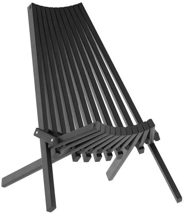 Main image of Flash Furniture Delia Commercial Indoor/Outdoor Wood Folding Chair, Low Profile Lounge for Patio, Porch, or Garden, Versatile Weather-Resistant Acacia Wood, Black