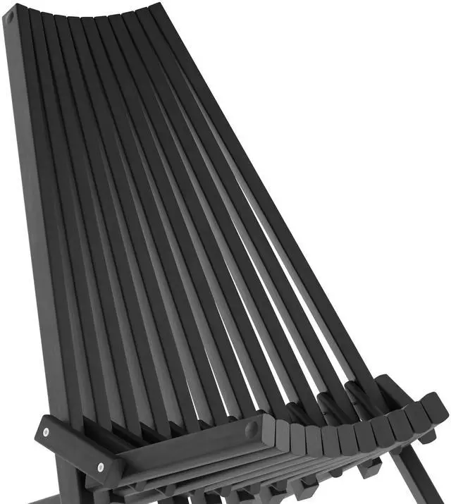 Alt view image 7 of 7 - Flash Furniture Delia Commercial Indoor/Outdoor Wood Folding Chair, Low Profile Lounge for Patio, Porch, or Garden, Versatile Weather-Resistant Acacia Wood, Black