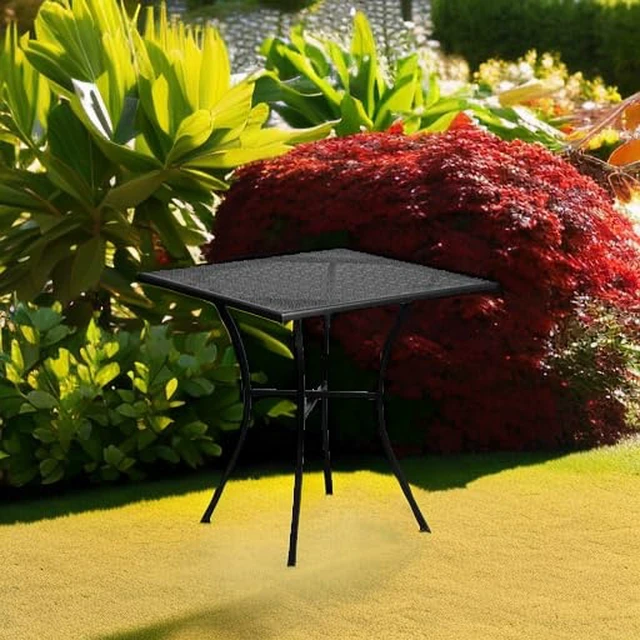 Alt view image 5 of 7 - 28" Square Patio Table, Black | Commercial Grade, Steel Frame, Indoor/Outdoor