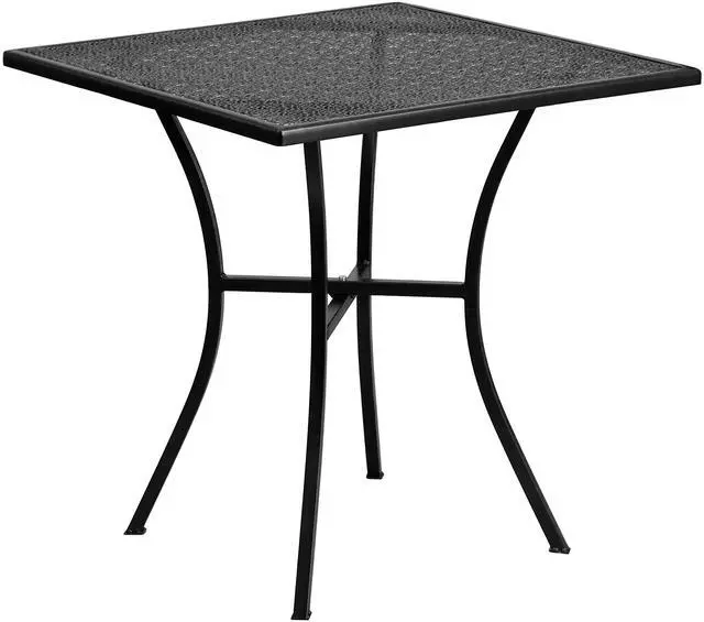 Alt view image 17 of 20 - Commercial Grade 28" Square Black Indoor-Outdoor Steel Patio Table