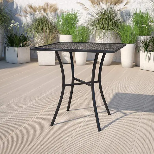 Alt view image 18 of 20 - Commercial Grade 28" Square Black Indoor-Outdoor Steel Patio Table