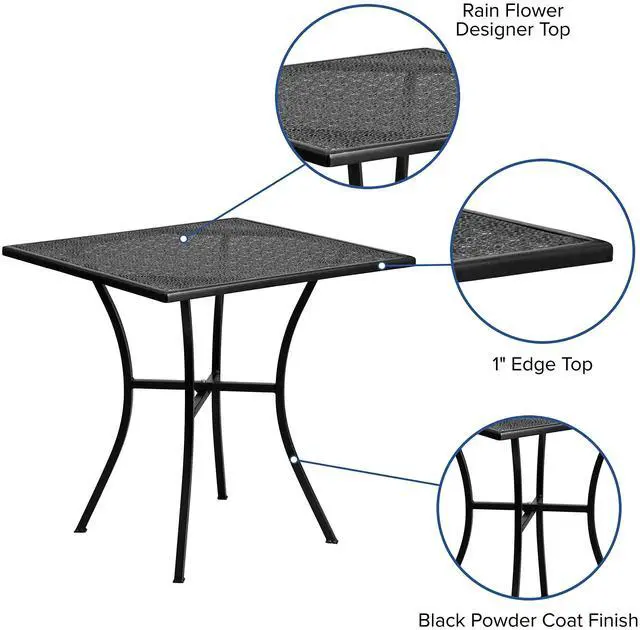 Alt view image 19 of 20 - Commercial Grade 28" Square Black Indoor-Outdoor Steel Patio Table