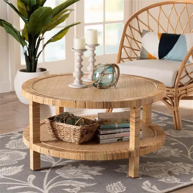 Alt view image 13 of 14 - BALI & PARI 245-13734-ZORO Kalimantan Bohemian Light Honey Rattan and Mahogany