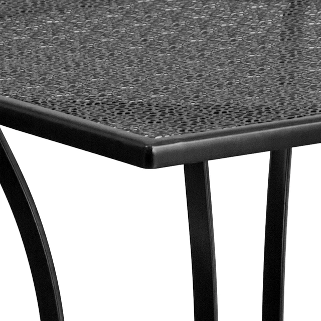 Alt view image 7 of 7 - 28" Square Patio Table, Black | Commercial Grade, Steel Frame, Indoor/Outdoor
