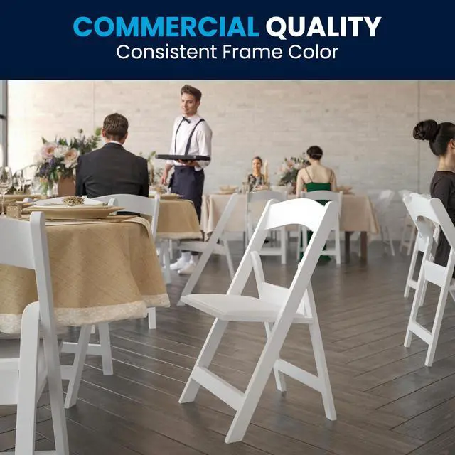 Alt view image 17 of 17 - HERCULES Series 1000 lb. Capacity White Resin Folding Chair with White Vinyl Padded Seat