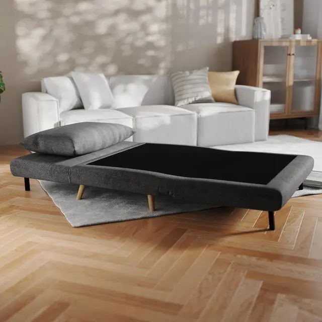 Alt view image 3 of 7 - Flash Furniture Shaw Tri-Fold Convertible Sleeper Chair with Pillow, 3-in-1 Multifunctional Adjustable Sleeper, Channel Stitching, Hideaway Legs, Dark Gray Fabric