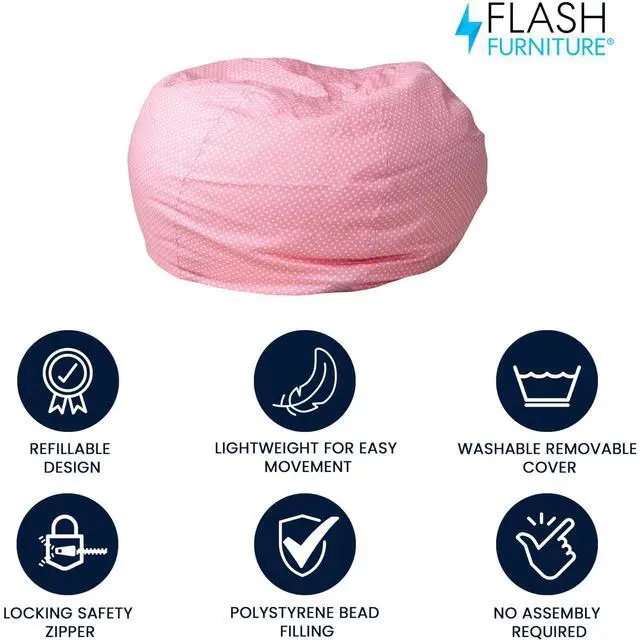 Alt view image 17 of 20 - Oversized Light Pink Dot Bean Bag Chair for Kids and Adults