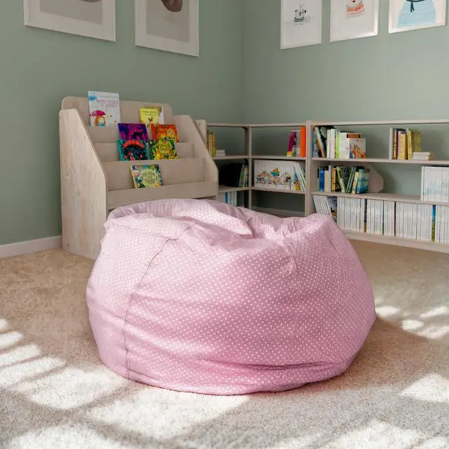 Alt view image 18 of 20 - Oversized Light Pink Dot Bean Bag Chair for Kids and Adults