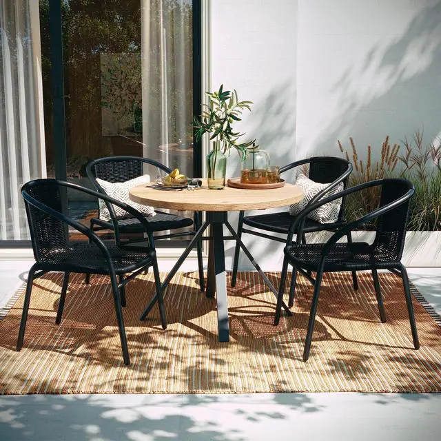 Alt view image 4 of 7 - FLASH FURNITURE 4-TLH-037-BK-GG Lila  Black Rattan Indoor-Outdoor Restaurant