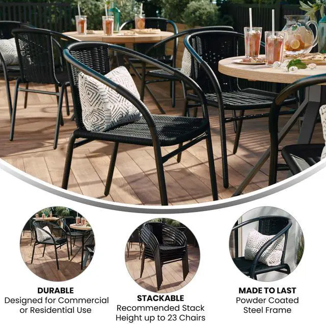 Alt view image 5 of 7 - FLASH FURNITURE 4-TLH-037-BK-GG Lila  Black Rattan Indoor-Outdoor Restaurant