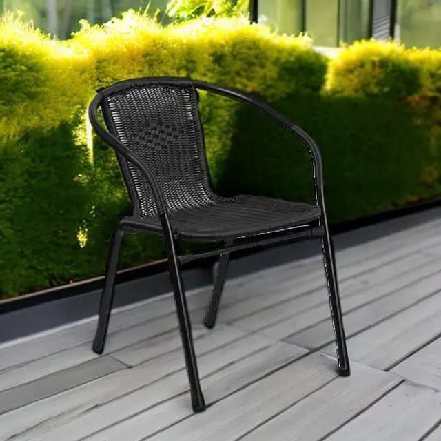 Alt view image 6 of 7 - FLASH FURNITURE 4-TLH-037-BK-GG Lila  Black Rattan Indoor-Outdoor Restaurant