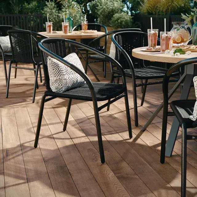 Alt view image 7 of 7 - FLASH FURNITURE 4-TLH-037-BK-GG Lila  Black Rattan Indoor-Outdoor Restaurant