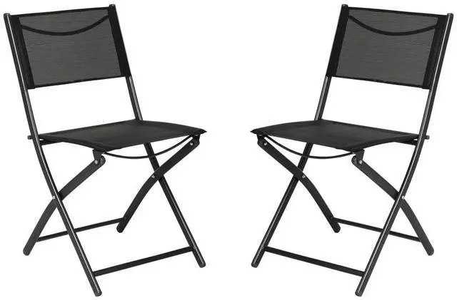 Main image of Flash Furniture Brazos Commercial Indoor-Outdoor Folding Chairs, Flex Comfort Backs/Seats, Metal Frames, Portable Lightweight Foldable Design, Set of 2, Black/Black