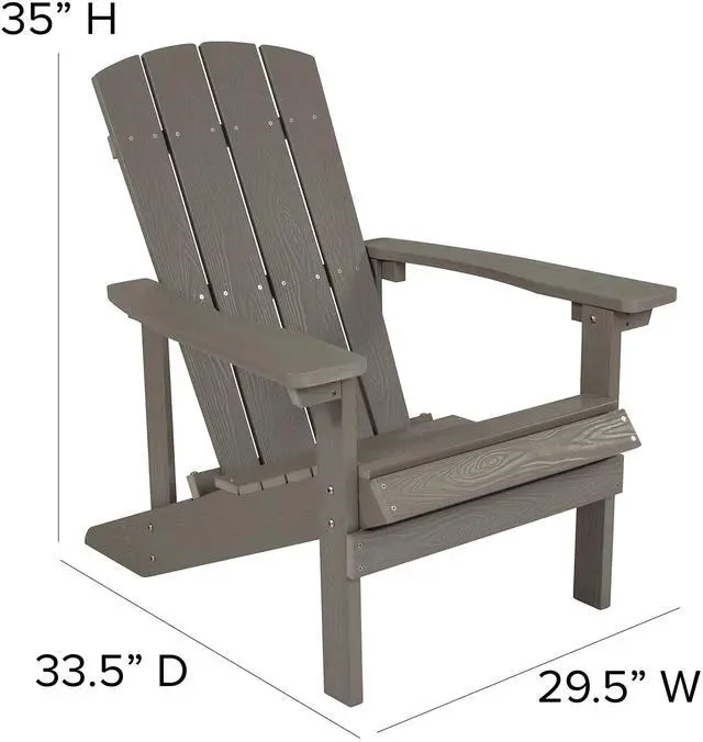 Alt view image 13 of 14 - Flash Furniture Charlestown All-Weather Poly Resin Wood Adirondack Chairs Gray 4/Pack (4JJC14501LTG)