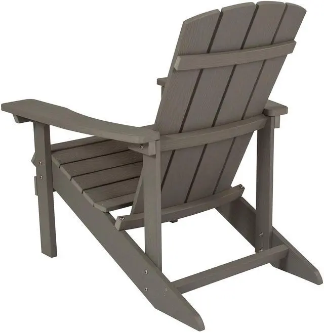Alt view image 14 of 14 - Flash Furniture Charlestown All-Weather Poly Resin Wood Adirondack Chairs Gray 4/Pack (4JJC14501LTG)