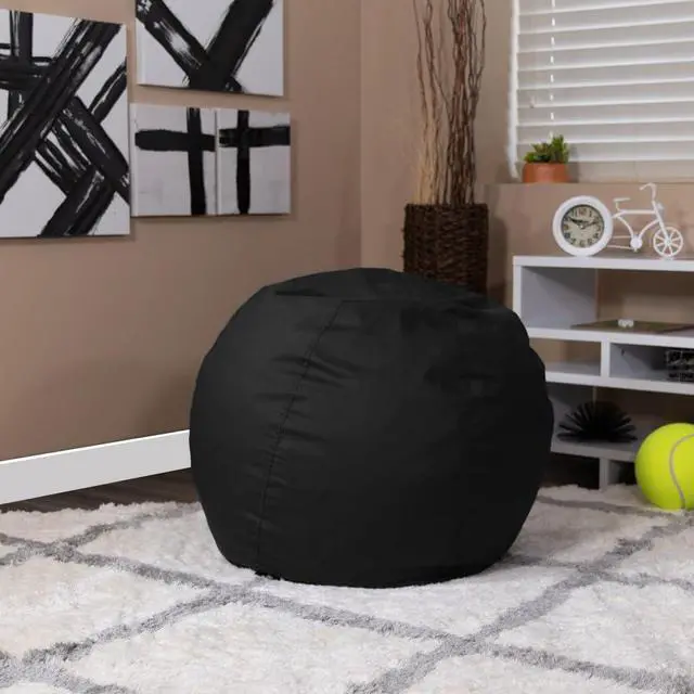 Main image of Flash Furniture Dillon Small Solid Black Bean Bag Chair for Kids and Teens