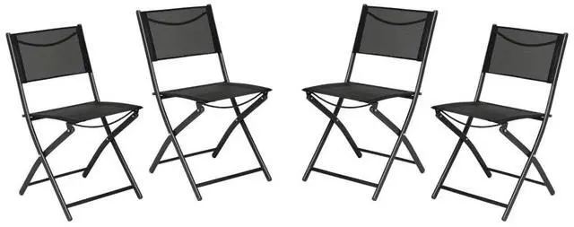 Main image of Flash Furniture Brazos Commercial Indoor-Outdoor Folding Chairs, Flex Comfort Backs/Seats, Metal Frames, Portable Lightweight Foldable Design, Set of 4, Black/Black