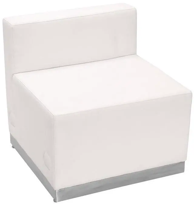 Alt view image 18 of 20 - HERCULES Alon Series Melrose White LeatherSoft Chair with Brushed Stainless Steel Base