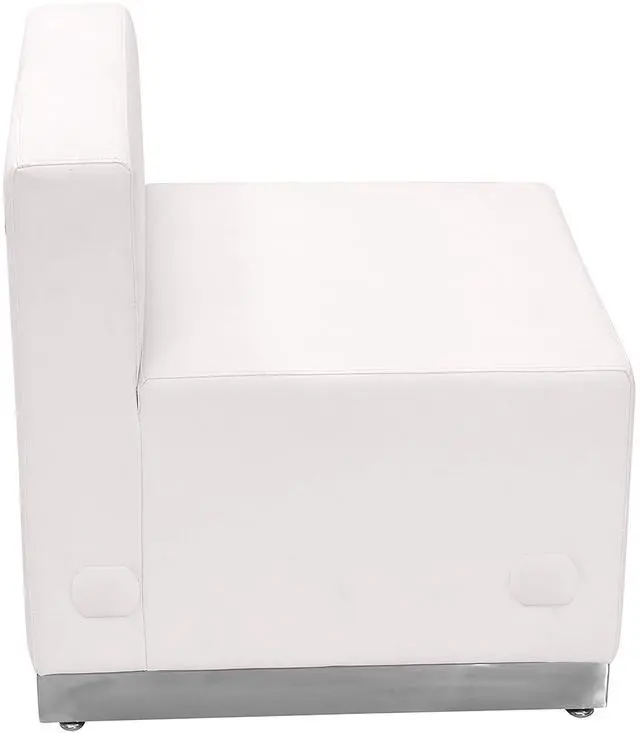 Alt view image 20 of 20 - HERCULES Alon Series Melrose White LeatherSoft Chair with Brushed Stainless Steel Base