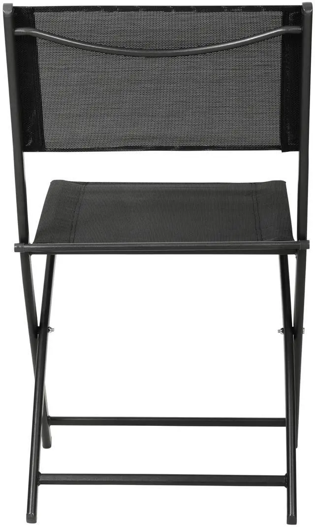 Alt view image 7 of 7 - Flash Furniture Brazos Commercial Indoor-Outdoor Folding Chairs, Flex Comfort Backs/Seats, Metal Frames, Portable Lightweight Foldable Design, Set of 4, Black/Black