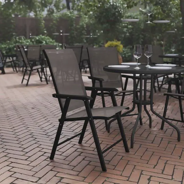 Alt view image 8 of 14 - Flash Furniture Paladin Outdoor Folding Patio Sling Chair Brown 2/Pack (2TLHSC044BR)